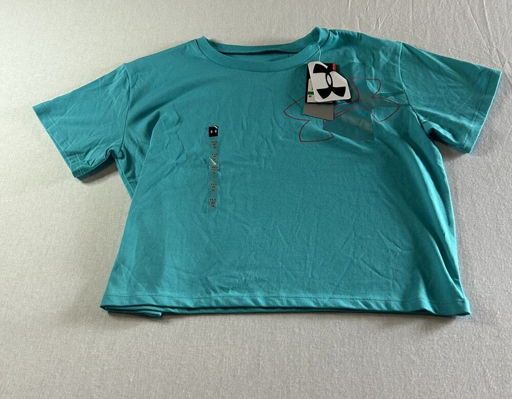Under Armour Girls Branded Logo Tilt Shirt Top Breathtaking Blue YLG